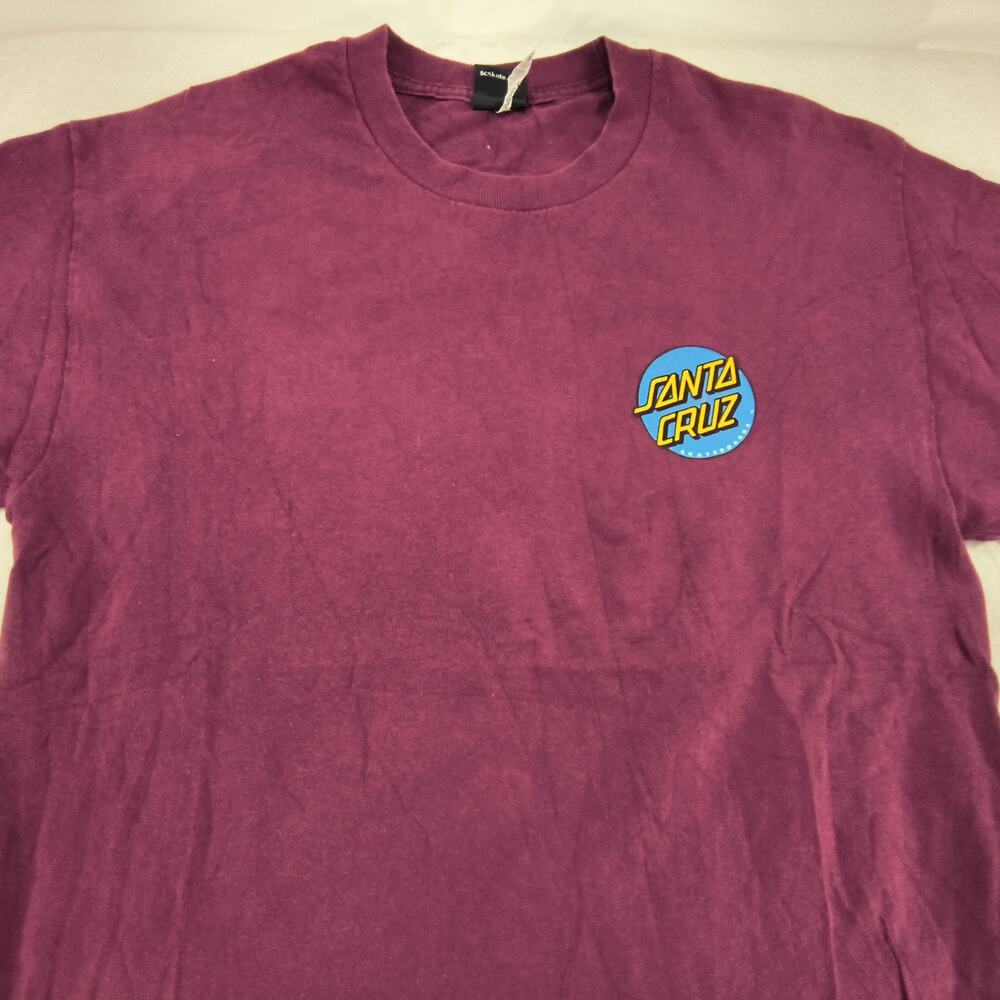 Santa Cruz Sushi Casual Crew Neck Short Sleeve Graphic Shirt Mens Size L Maroon